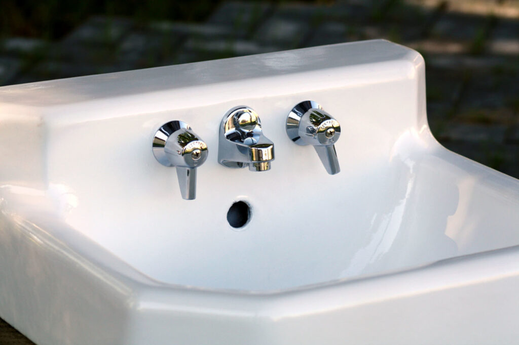 Chrome Mid Century Modern Central Brass 1177A Shelf Back Faucet