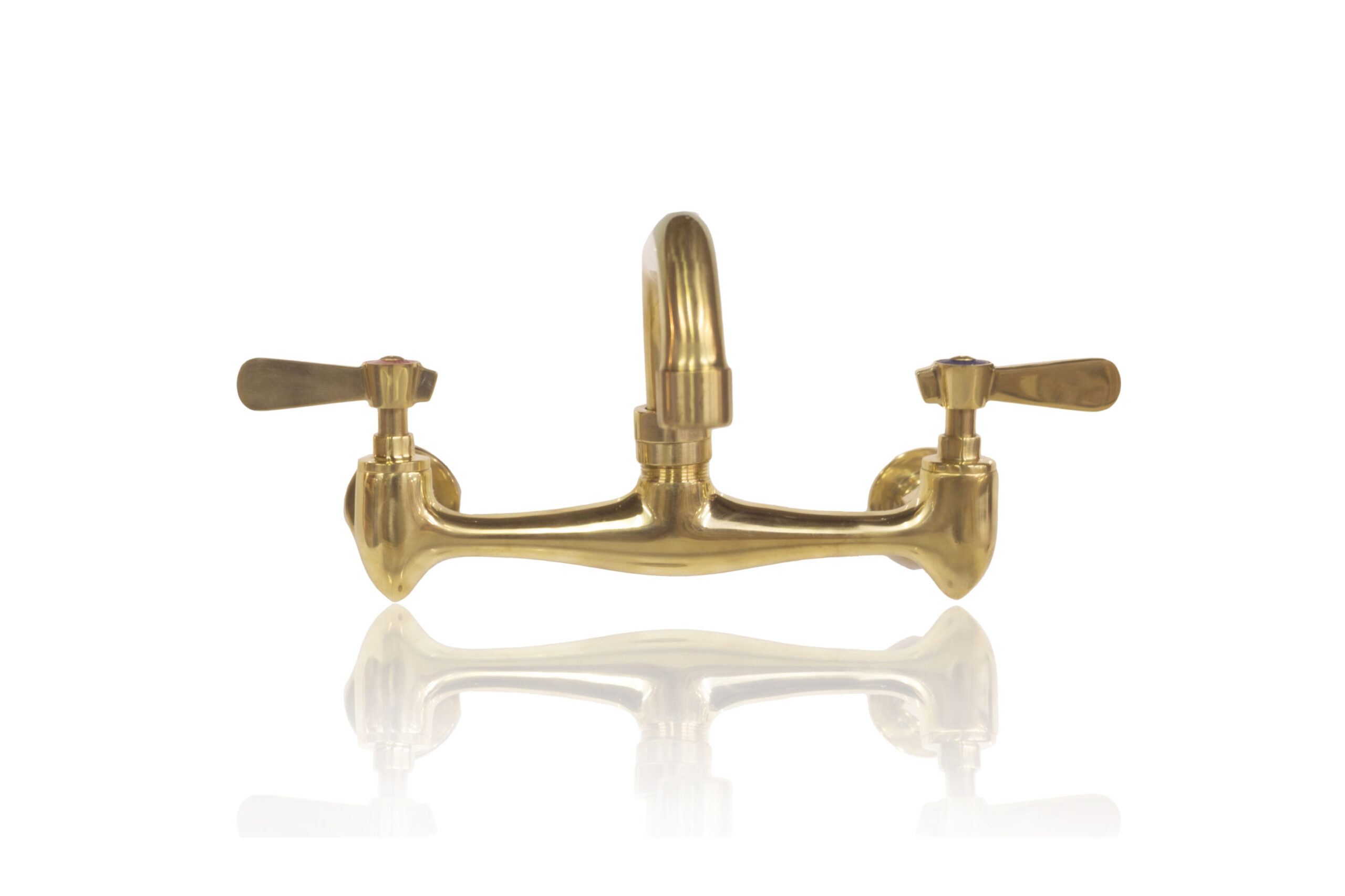 Natural Unlacquered Brass 19-RE-FC-UB-LH 8 inch Center Commercial Style  Faucet w/ Lever Handles - WatermarkFixtures