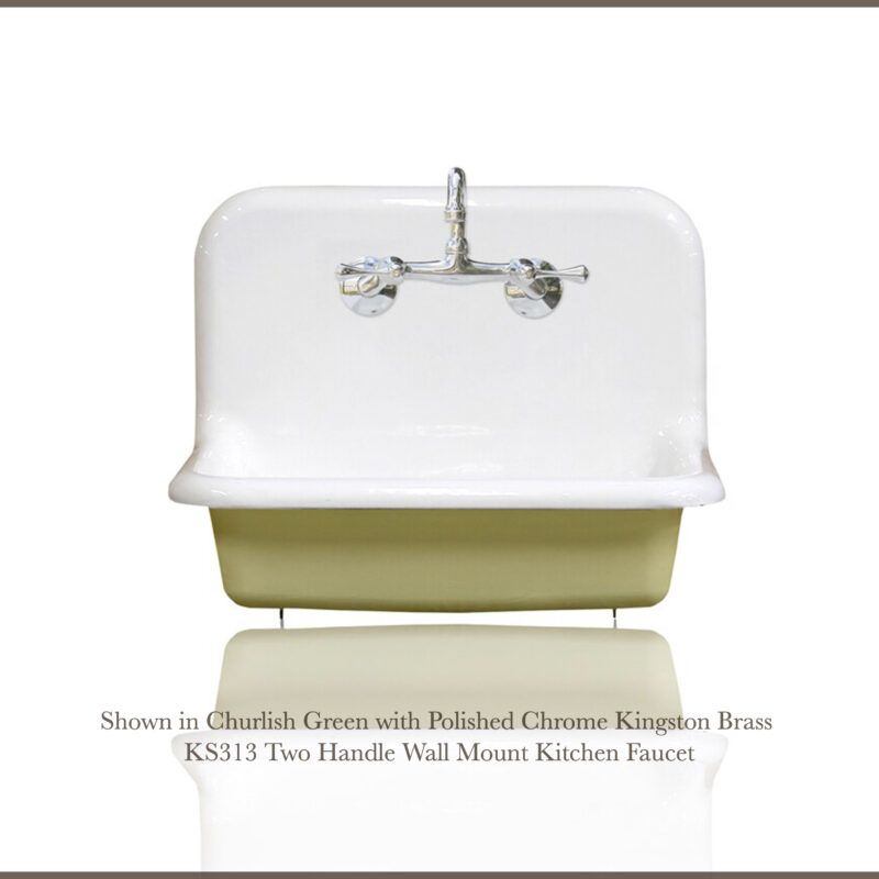 Antique Inspired 24" High Back Farm Sink Cast Iron Original Porcelain Finish Wall Mount Kitchen Sink