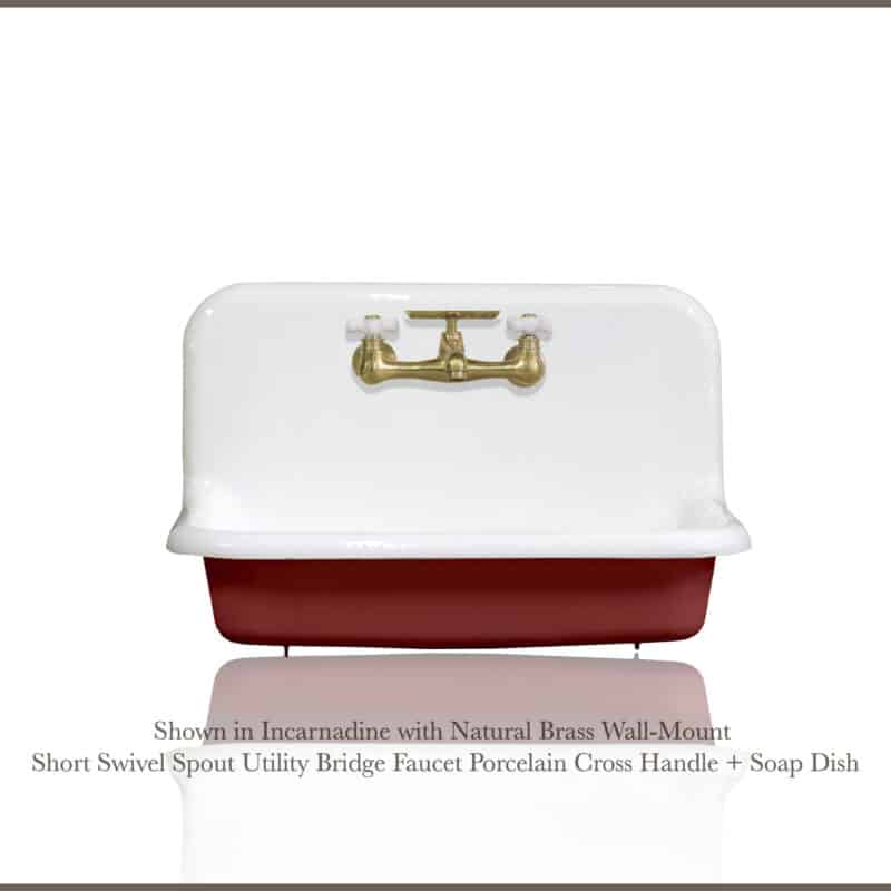 Antique Inspired 30" High Back Farm Sink Cast Iron Original Porcelain Finish Wall Mount Kitchen Sink