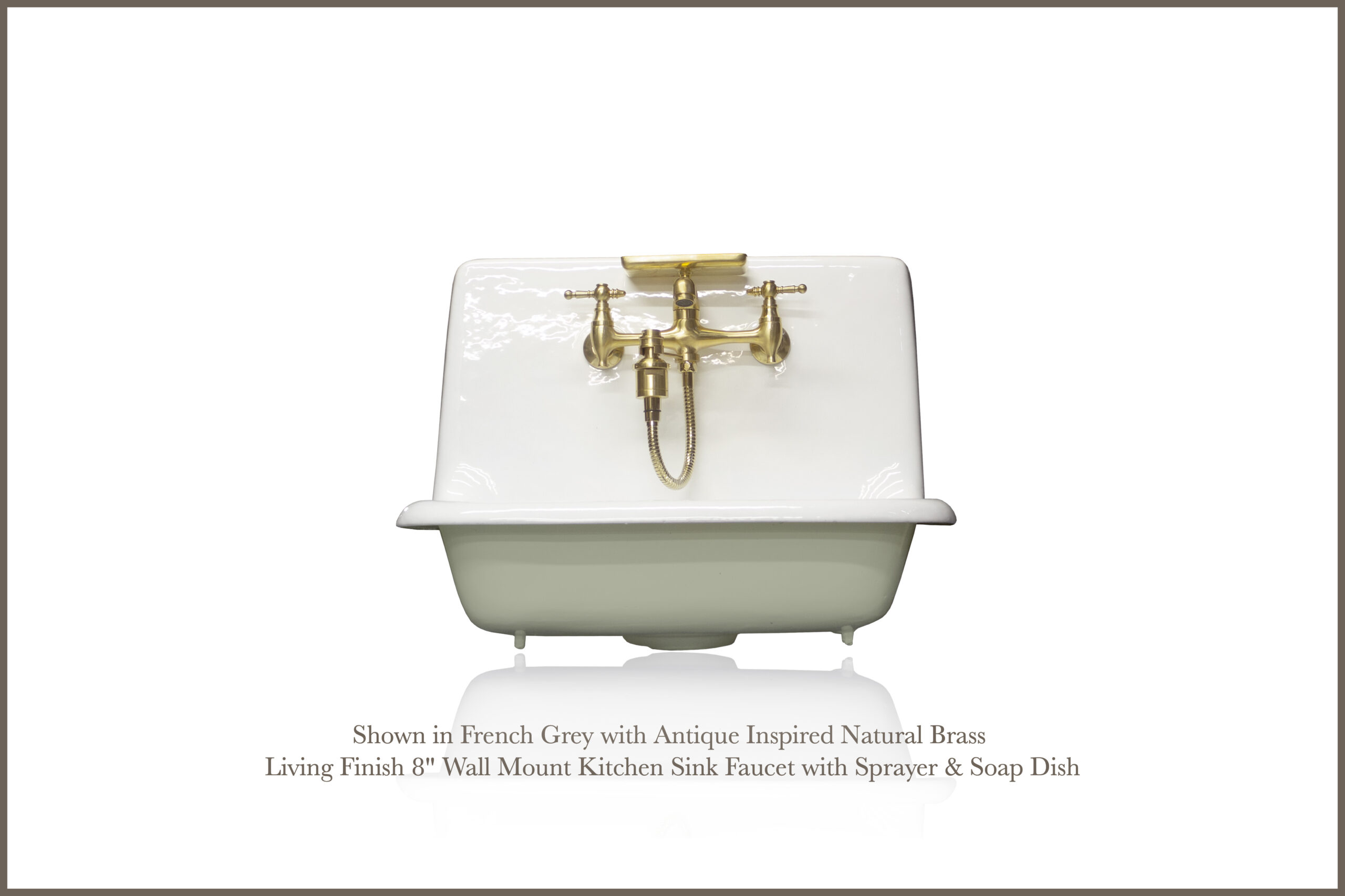 Antique Inspired 24" High Back Farm Sink Cast Iron Original Porcelain