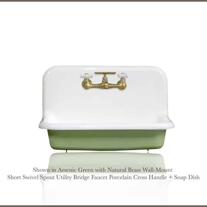Antique Inspired 30" High Back Farm Sink Cast Iron Original Porcelain Finish Wall Mount Kitchen Sink