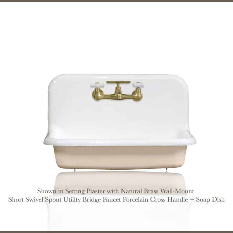 Antique Inspired 30" High Back Farm Sink Cast Iron Original Porcelain Finish Wall Mount Kitchen Sink