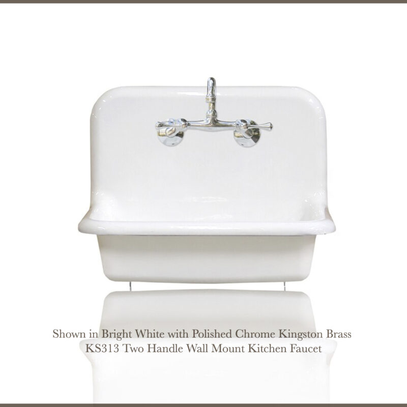 Antique Inspired 24" High Back Farm Sink Cast Iron Original Porcelain Finish Wall Mount Kitchen Sink
