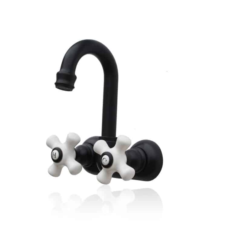 Arched Spout 3 3/8ths Small Wall Mount Gooseneck Faucet 22-WMF-BF-338-AS