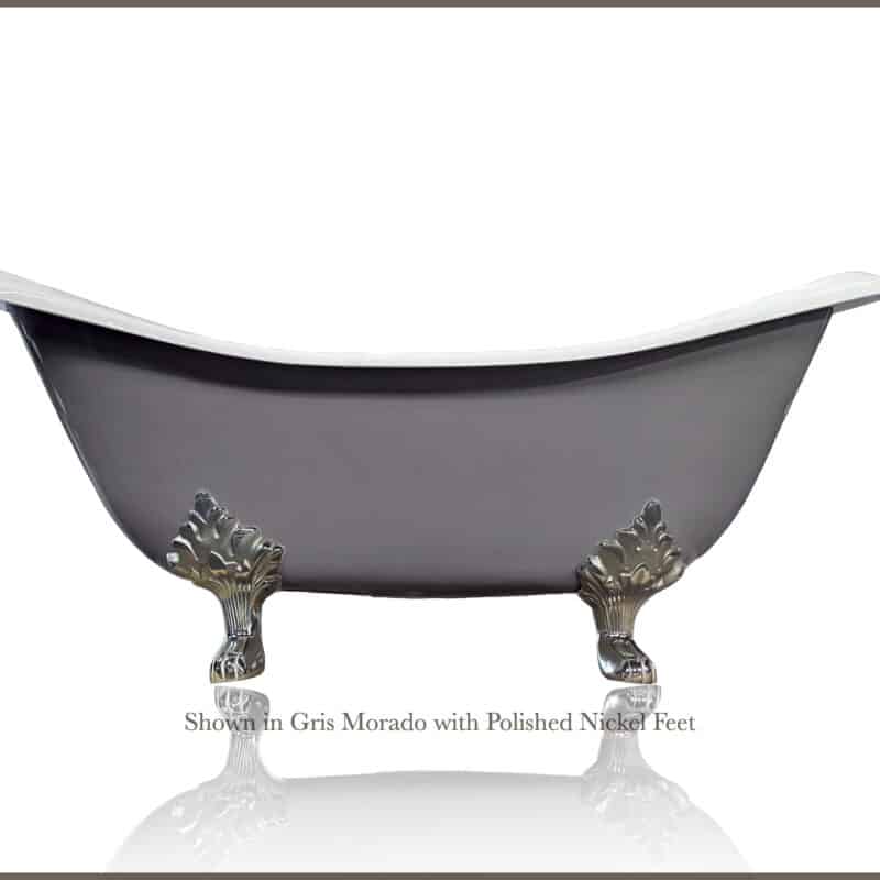 New 72" Cast Iron Double Slipper Clawfoot Bathtub Polished Nickel Feet