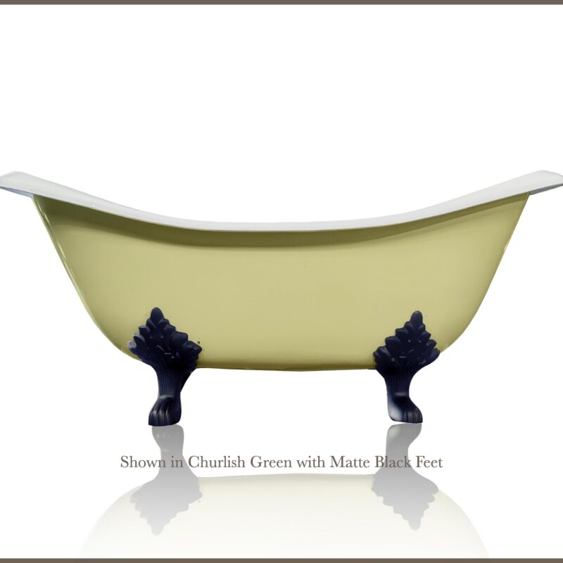 New 72' Cast Iron Double Slipper Clawfoot Bathtub Black Feet