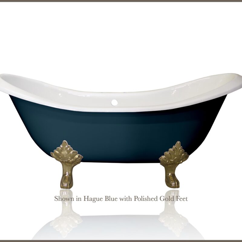 New 72'  Cast Iron Double Slipper Clawfoot Bathtub Gold Feet