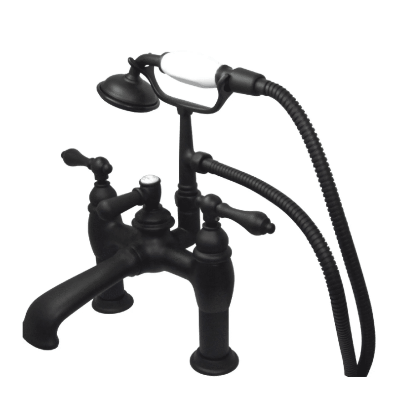 Kingston Vintage CC603T5 Three-Handle 2-Hole Deck-Mount Clawfoot Tub Faucet with Hand Shower, Oil Rubbed Bronze
