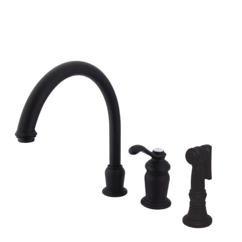 Kingston Tulare KS7825TLBS - Templeton Single-Handle 3-Hole Widespread Kitchen Faucet with Brass Sprayer, Oil Rubbed Bronze